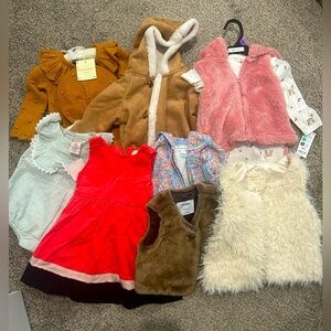 Set of 9- baby girl clothes- 4 NWT, Ralph Lauren, timberland, Kate spade etc.